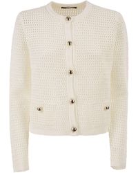 Fabiana Filippi - Openwork Knitted Cotton Cardigan With Jewelled Buttons - Lyst