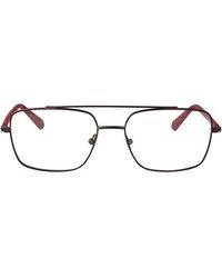 Calvin Klein - Matte Gunmetal/Oxblood Metal Glasses - Lyst