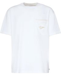 Eleventy - Hoogste Wit Katoenen T -shirt Met Borduurwerk - Lyst