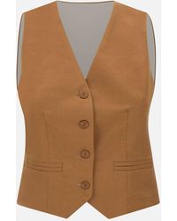 Kaos - Tabak Linnen Viscose Gilet - Lyst