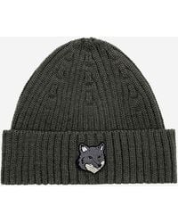 Maison Kitsuné - Wool Beanie With Logo - Lyst