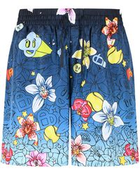 CASABLANCA - Collage D'Icones' Silk Shorts - Lyst