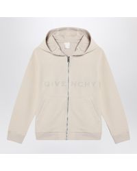Givenchy - Cream-Colored Zip-Up Sweatshirt With Logo - Lyst