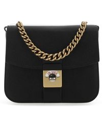 Maison Margiela - Two-Tone Leather And Cotton New Lock Square Handbag - Lyst