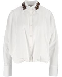 Ermanno Scervino - Cropped Embellished Collar Wide Cuff Shirt - Lyst