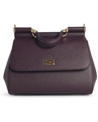 Dolce & Gabbana - Large 'sicily' Handtas In Must Gekleurde Kalf Lear - Lyst
