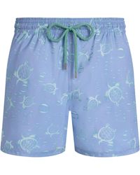 Vilebrequin - Swim Shorts With Turtle And Water Bubble Print And Matching Pouch - Lyst