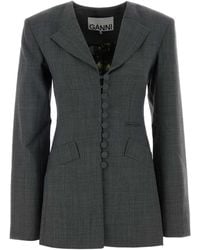 Ganni - Solid Notched Lapel Blazer - Lyst