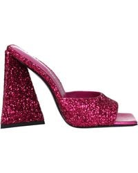 The Attico - Glitter Block Heel Sandals - Lyst