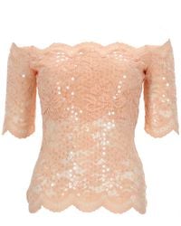 Rabanne - Sequin Embellished Floral Lace Top - Lyst