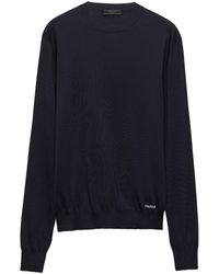 Prada - Pull en soie à col rond - Lyst