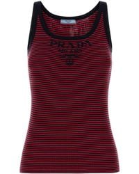 Prada - Stripes Scoop Neck Top - Lyst