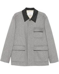 Lardini - Wool Shirt Jacket With Contrasting Collar - Lyst