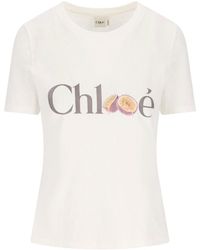 Chloé - Katoenen T-shirt Met Logoprint - Lyst