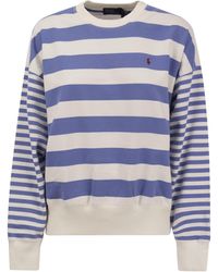 Polo Ralph Lauren - Crew Neck Sweatshirt Met Strepen - Lyst