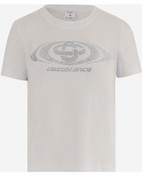 CASABLANCA - Cotton T-Shirt With Rhinestone Logo - Lyst