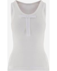 ALAINPAUL - Ribbed Stretch Lyocell Top With Bow Tops - Lyst