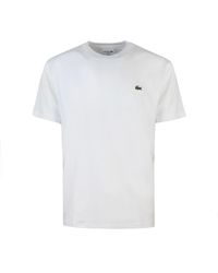 Lacoste - T -shirt Bianca In Cotone - Lyst