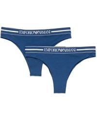 Emporio Armani - Lot De Deux Slips À Taille Logo - Lyst