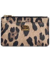 Dolce & Gabbana - 'Dauphine' Leopard Print Leather Card Holder - Lyst