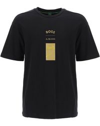 BOSS by HUGO BOSS Camiseta relaxed fit de interlock de algodón con detalle de la colaboración - Negro