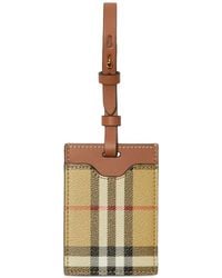 Burberry - Check Motif Leather Luggage Tag - Lyst