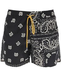 Rhude Shorts de playa con estampado de bandana - Negro