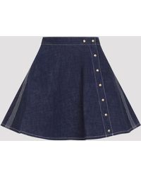 Celine - Peplum Denim Mini Rok - Lyst
