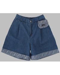 Fendi - Short Denim Dark Blu - Lyst