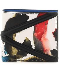 Alexander McQueen 'Harness' Bifold Wallet Blanco, Rojo, Azul Cuero - Negro