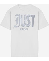 Just Cavalli - Katoenen T-shirt Met Logoprint - Lyst