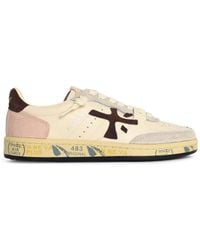 Premiata - Baskets 'Basket Clad' en mélange de Lear blanc ivoire - Lyst