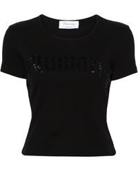 Blumarine - Geribbeld T-Shirt Met Stras - Lyst