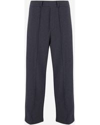 Emporio Armani - Cotton Pants With Pleats And Straight Leg - Lyst