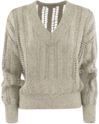 Brunello Cucinelli - Wool And Mohair V-Neck Sweater - Lyst