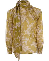 Elisabetta Franchi - Bedruckte Seide Voile Bluse - Lyst