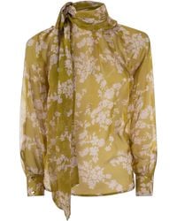 Elisabetta Franchi - Printed Silk Voile Blouse - Lyst