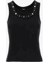 Versace - Stretchkatoenen Top Met Studs - Lyst