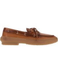 Miu Miu - Caramel Leather Loafers - Lyst