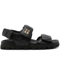Miu Miu - Sporty Matelasse Leather Sandal - Lyst