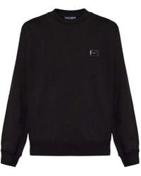 Dolce & Gabbana - Dolce & Gabbana Crewneck Sweatshirt With Logo Plaque - Lyst