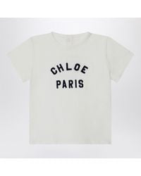 Chloé - Cotton T-Shirt With Embroidered Logo - Lyst