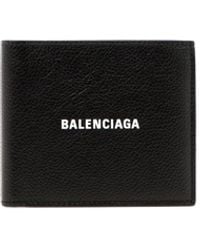 Balenciaga - Logo Print Bi Fold Leather Wallet - Lyst