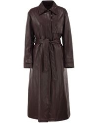 Herno - Long Belted Leather-Effect Coat - Lyst