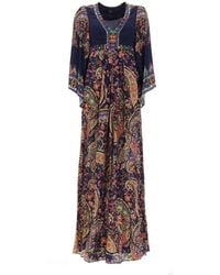 Etro - Paisley Round Neck Maxi Dress - Lyst