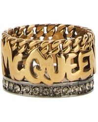 McQueen - Antiqued Gold Graffiti Ring - Lyst