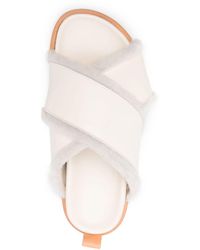 forte_forte - Shierling And Leather Crossed Sandals - Lyst