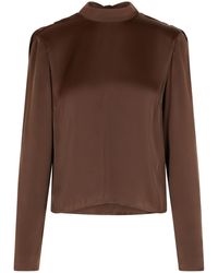 ROTATE BIRGER CHRISTENSEN - Gire la blusa de poliéster marrón 'Bowina' - Lyst