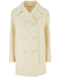 Prada - Ivory Wool Blend Coat - Lyst