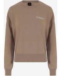 Pinko - Wool En Cashmere Logo Sweater - Lyst